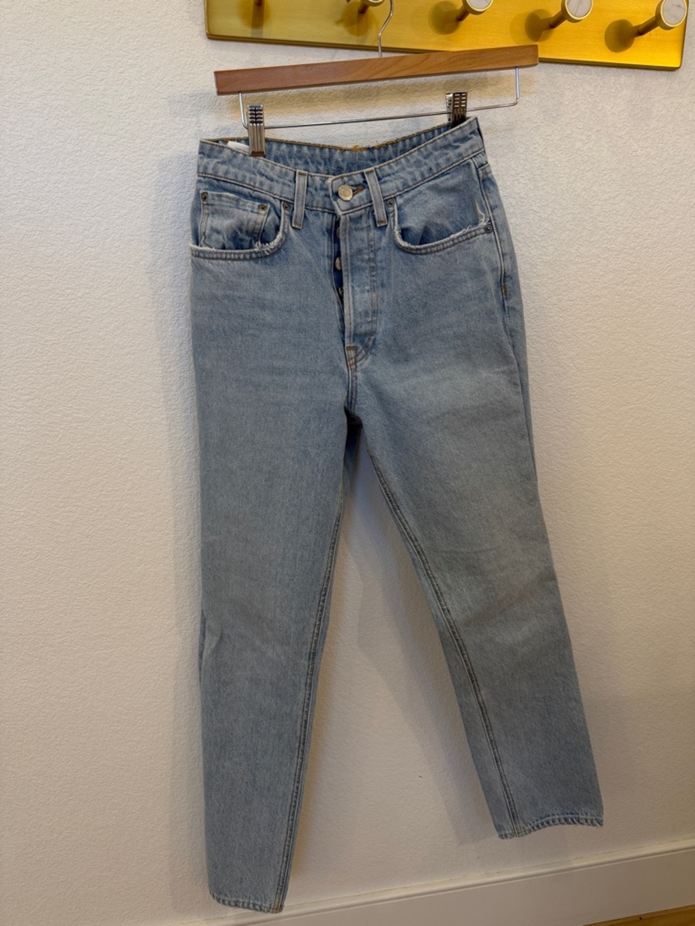 GRLFRND Light Wash High-Rise Straight Jeans